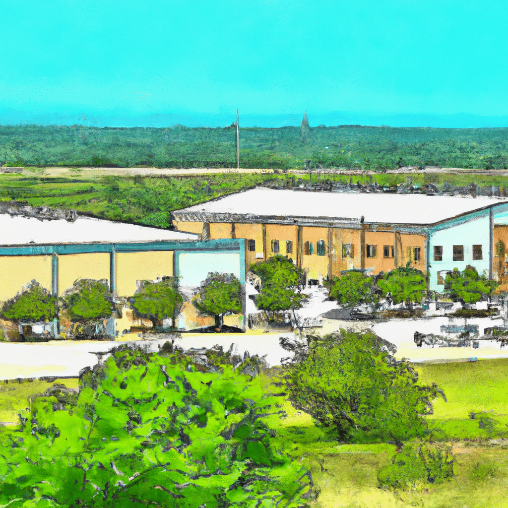 Leander industrial development construction, Hero Way West aerial view, Shallow-bay buildings