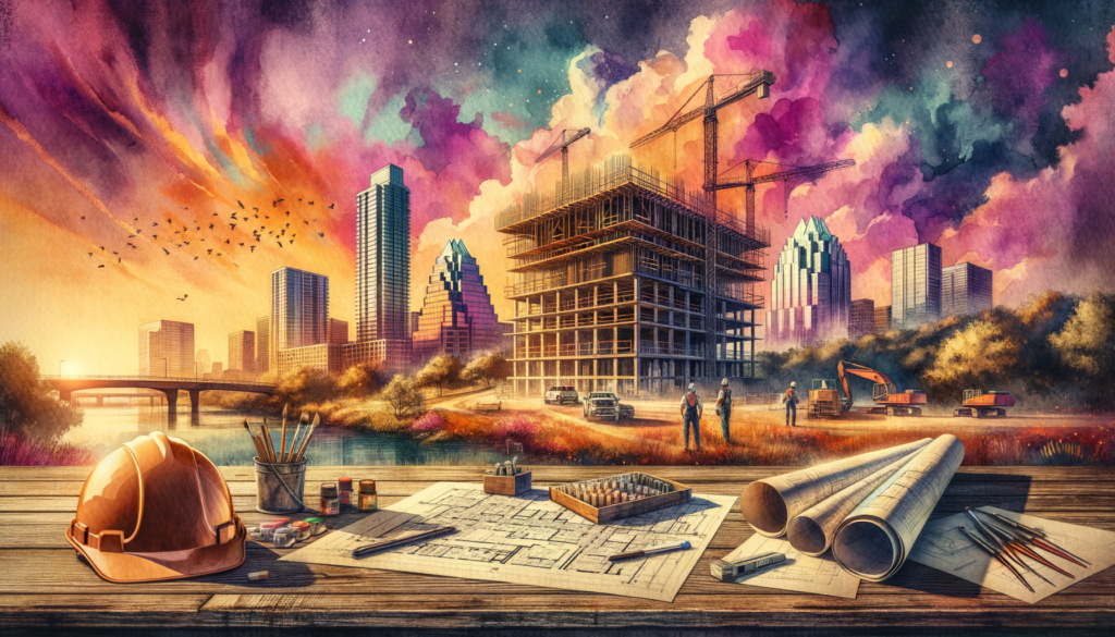 For the hero image of this article, picture a vibrant and engaging scene that captures the essence of innovation, community, and growth in Pflugerville, an integral part of the Austin metro area. The image is a beautiful, wide-angle shot taken during the golden hour, providing a warm and inviting atmosphere. In the foreground, construction blueprints, a hard hat, and architectural renderings of the Action Behavior Center Pflugerville - Weiss are spread out on a rustic wooden table, symbolizing the project's inception and planning phase. These elements represent the meticulous planning and investment going into the project, with a focus on renovation and transformation. Behind the table, the construction site itself is visible, framed by the natural beauty of Pflugerville's landscapes. The existing shell of the building that's set to be transformed can be seen, with construction equipment and workers actively engaging in the early stages of renovation. This scene conveys a sense of progress and dedication to enhancing community services and infrastructure. In the background, the Austin skyline is subtly visible, tying the project back to the broader Austin metro tapestry. The skyline symbolizes the connection between the project and the urban growth, innovation, and vibrancy of Austin. The image captures the transition from the bustling city life to the serene and promising development in Pflugerville. The sky above is painted with hues of orange, pink, and purple, suggesting optimism and the bright future of the Action Behavior Center as a cornerstone of care and community in the area. This hero image not only highlights the specific project at 18629 Weiss Lane but also celebrates the growth, community engagement, and the vibrant future of the Austin metro area as a whole. This visual storytelling invites readers into the article with intrigue and excitement about the developments in their area, emphasizing the project's significance not just in terms of real estate, but as a pivotal moment in the community's growth and enrichment.