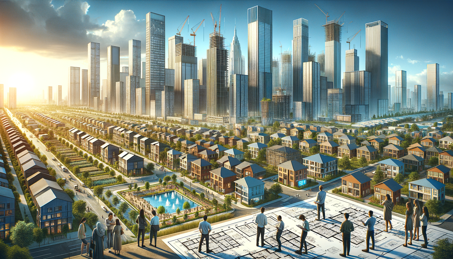 For the hero image of this article, envision a dynamic and visually engaging scene that encapsulates the essence of transformation, community, and the vibrant energy of Austin and its outskirts, particularly Pflugerville. The image could feature: - A wide-angle view of Panther Commercial Park with the spotlight on Building 5, Suite 504. The park is buzzing with activity, hinting at the excitement surrounding Padel39's upcoming renovation. - Architectural renderings or blueprints of the renovation plans overlaying the scene, showcasing the ambitious scale of the project with a glimpse into the future look of Padel39. This could include stylish, modern design elements that reflect the innovative spirit of the renovation. - People in the foreground, representing a diverse Austin community, eagerly discussing the plans or viewing the architectural renderings. Their expressions are filled with anticipation and curiosity, highlighting the community's engagement and interest in the development. - Construction elements like hard hats, tools, and a digital screen displaying the countdown to the grand reveal, emphasizing the timeline and the work underway. - Text overlays or graphical elements that include key details from the article, such as "Coming July 7, 2024," "A $1,100,000 Transformation," and "Innovating Pflugerville," to provide context and intrigue the viewer. The scene should be vibrant and colorful, reflecting the lively and innovative spirit of Austin, with a clear, sunny sky to symbolize the bright future ahead post-renovation. This hero image serves not only as an eye-catcher but also as a visual summary of the article, inviting readers to dive into the story of Padel39's transformation and its significance to the Austin metro area.