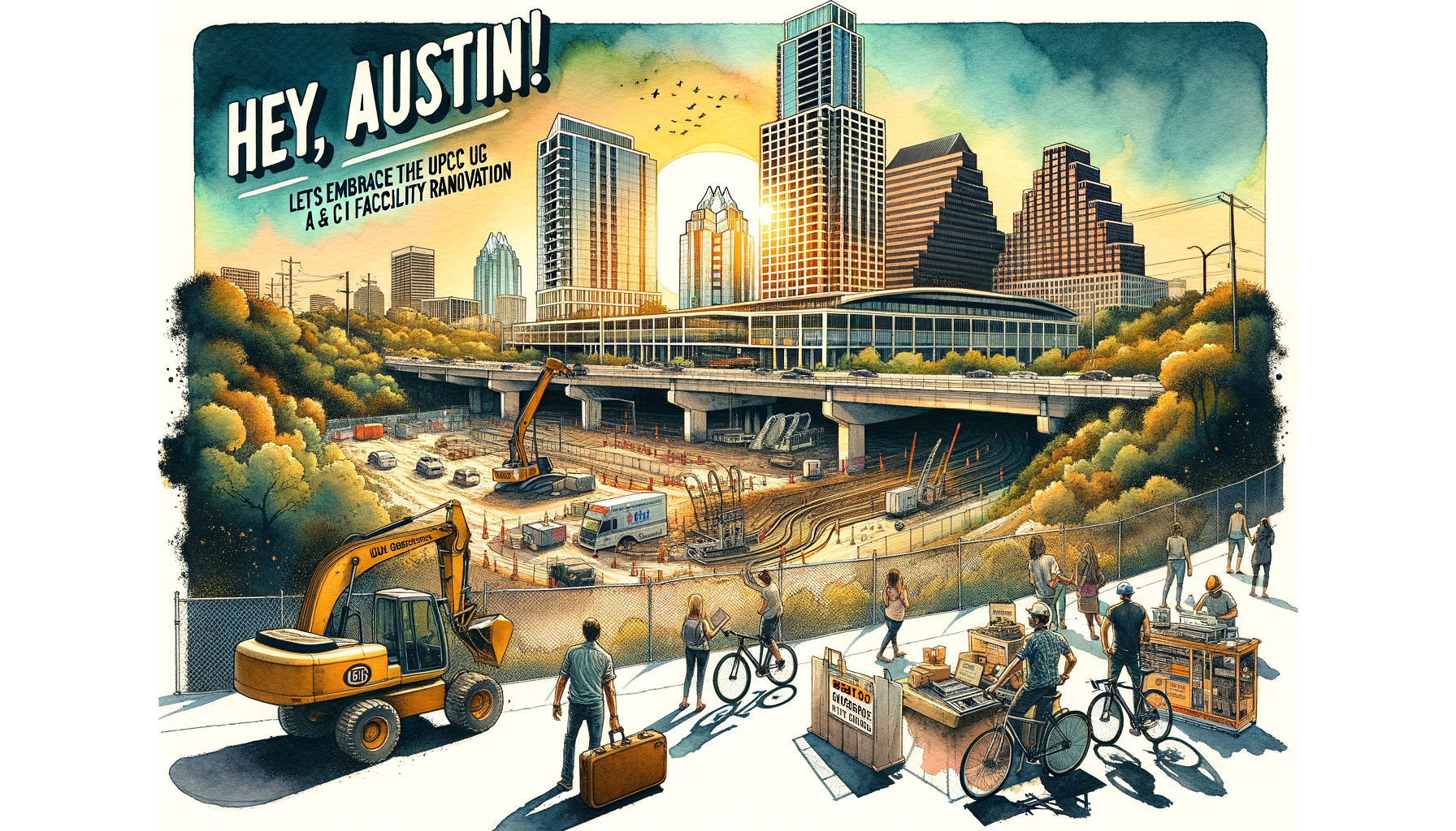 Sprucing Up the Block: Inside the Sleek $5 Million UFCU Facility Facelift in Austin For the hero image of this article, imagine a dynamic and engaging visual that captures both the essence of Austin and the futuristic vision of the UFCU A3 & C1 renovation project. Picture this: In the foreground, there’s a vibrant, artistic rendering of the UFCU facility at 8303 N Mopac Expressway, showing the building enveloped in construction tape and scaffolding to signify the ongoing renovation. The structure is illustrated with sleek, modern lines and a flurry of activity around it, including construction workers in safety gear and state-of-the-art equipment, all under the warm, inviting glow of a setting sun that bathes the scene in golden hues. This indicates not just construction, but progress and innovation. The background contrasts the construction site with iconic Austin landmarks and elements that shout "Austin" - perhaps the Pennybacker Bridge (360 Bridge) in the distance, a hint of the downtown skyline, and lush greenery indicative of the city's vibrant natural surroundings. It’s bustling with life; people enjoying outdoor activities, a musician with a guitar case, and cyclists, painting a picture of a community full of energy and diversity. Overlaying the image, in a stylish, modern font, the title "Hey, Austin! Let’s Embrace Our City’s Transformation" floats above the scene, with smaller text below saying, "Diving into the UFCU A3 & C1 Facility Renovation." This hero image serves as a visual metaphor for the article's theme: a blend of progress and preservation, innovation coupled with community spirit, all under the umbrella of Austin's unique character. It invites readers into the story, ready to learn how this renovation project is not just an upgrade of a facility but a symbol of Austin's continual growth and communal ethos.